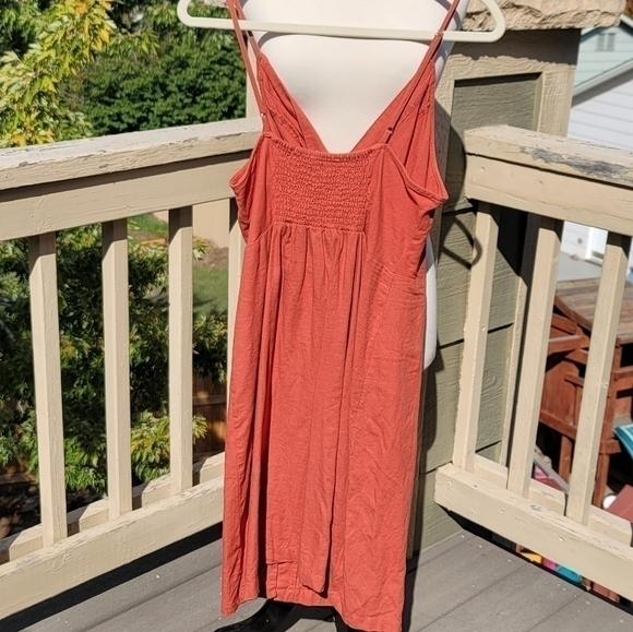LOVE TREE BURNT ORANGE MIDI DRESS, SZ LARGE - Picture 6 of 11